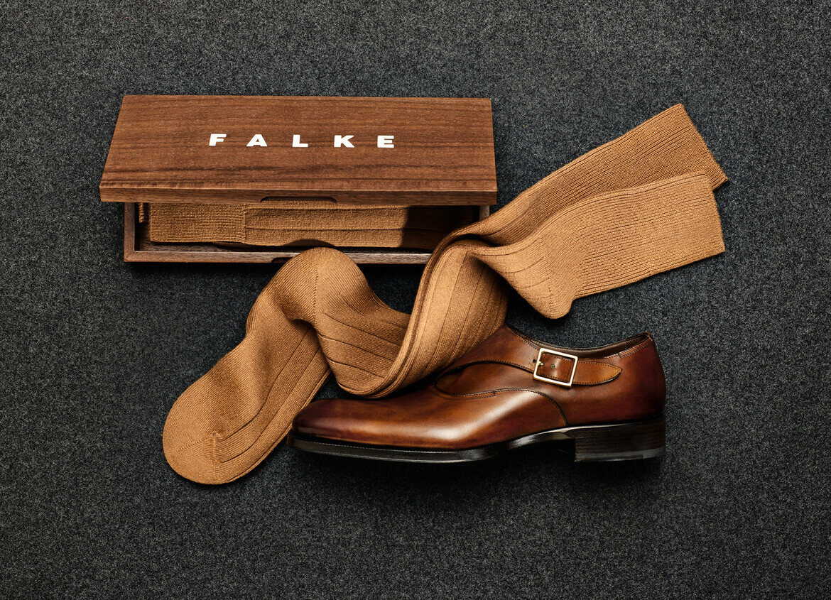 Die Socken aus Vicuna-Wolle der Marke Falke.