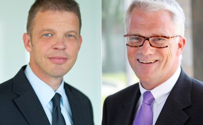 Christian Sewing (l.), Vorstand des Unternehmensbereich Private, Wealth & Commercial Clients, und Ulrich Christmann, Leiter Private Banking Deutschland