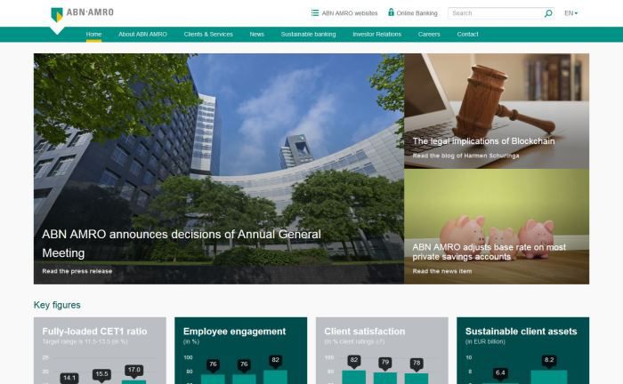 Screenshot der ABN-Amro-Homepage