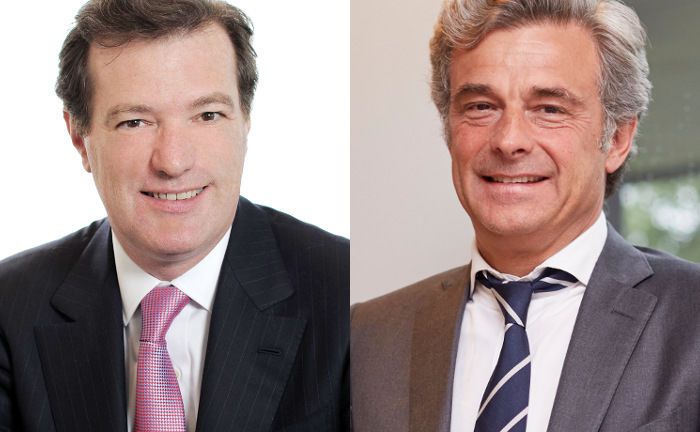 Laurent Mignon und Philippe Oddo (r.): Die Vorstandschefs von Natixis und Oddo BHF planen eine langfristige Partnerschaft. | © Groupe BPCE, BHF Bank; Foto (l.): Piotr Banczerowski