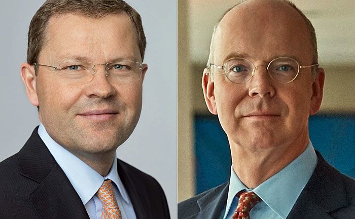 Jürg Zeltner (l.) und Martin Blessing: Der UBS-Veteran scheidet nach 30 Jahren aus, der frühere Chef der Commerzbank übernimmt. 