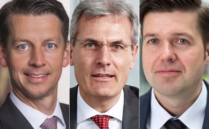 Franz von Abendroth (l.), Leiter Infrastruktur bei Berenberg, Thomas Mann, Thomas Mann (M.), Investmentchef bei Talanx Asset Management und Thomas Bayerl, Leiter Infrastruktur Fremdkapital der Meag.