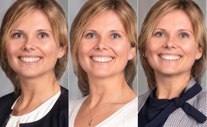 Lena Klein-Steding mal drei: Die stellvertretende Leiterin des Finanzcenters Sossenheim präsentiert die Outfit-Varianten. 