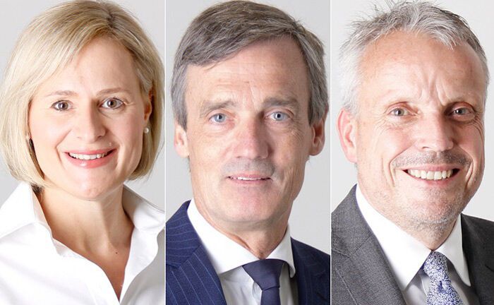 Norden, Mitte. Süden: In dieser Reihenfolge verantworten Sandra Duttke, Peter Klose und Klaus Sojer (r.) die Private-Banking-Regionen der Privatbank M.M. Waburg & Co. | © M.M. Warburg & Co