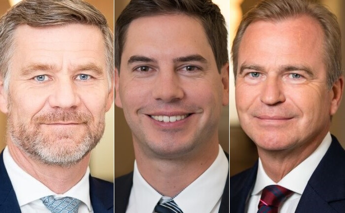 Gründungsvorstand Jens Hagemann (r.) verlässt die V-Bank, der Generalbevollmächtigte Florian Grenzebach (M.) übernimmt. Stefan Lettmeier ist ebenfalls Mitglied im Vorstand, ein dritter Vorstand soll im Sommer kommen.
