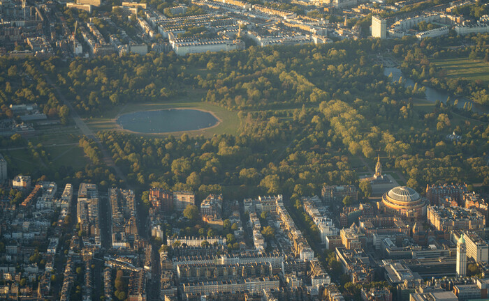 Hyde Park in London aus der Vogelperspektive