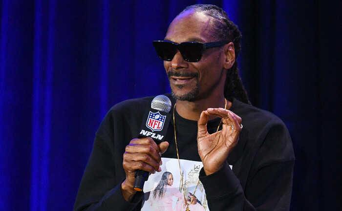 US-Rapper Snoop Dogg bei einer Pressekonferenz zur Halbzeitshow des Superbowls 2022