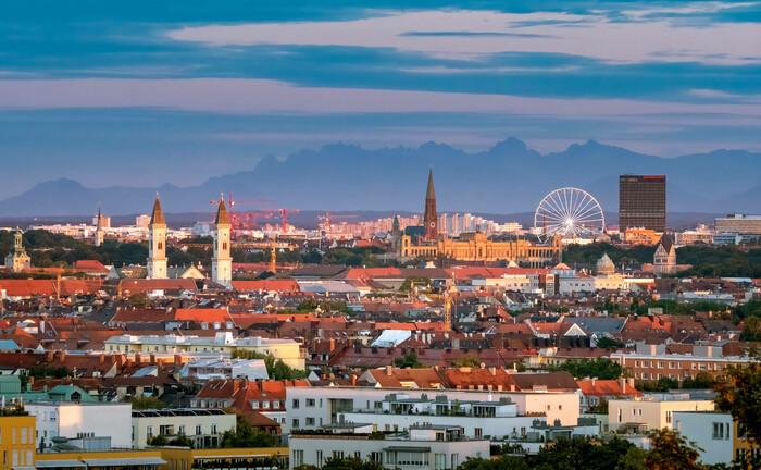 Blick vom Olympiaberg auf Stadtgebiet von München