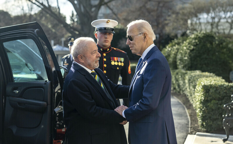 Luiz Inácio Lula da Silva, Brasiliens neugewählter Regierungschef, beim Antrittsbesuch in Washington