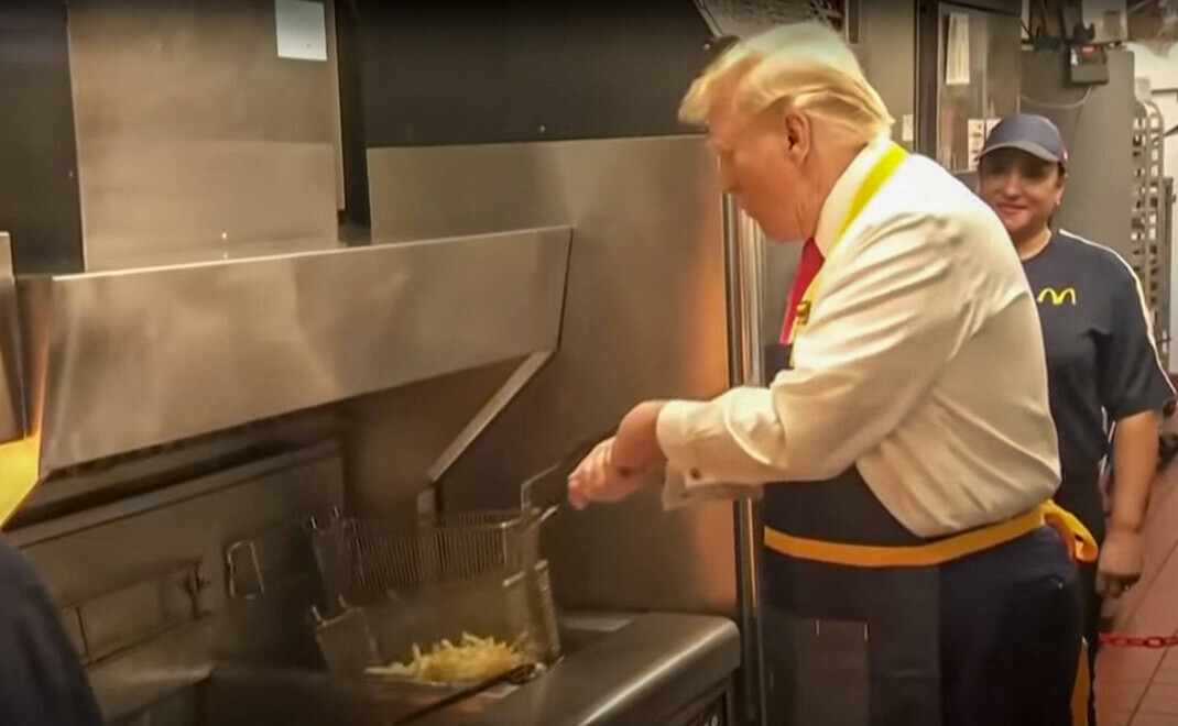 Trump an der McDonald's-Fritteuse kurz vor seinem Wahlsieg.