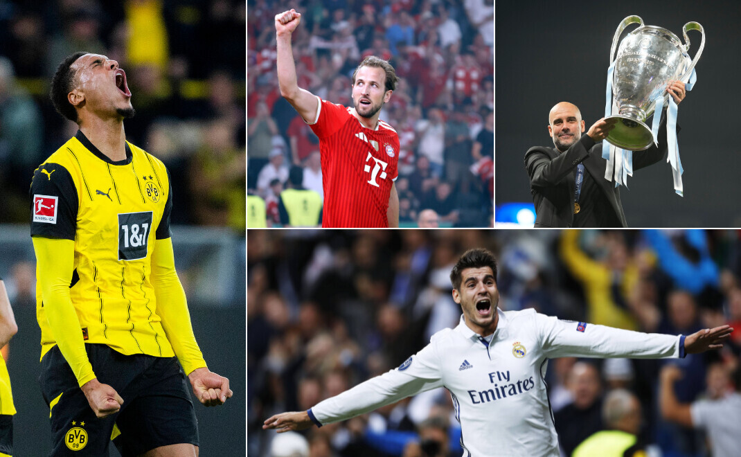 Von links im Uhrzeigersinn: Borussia Dortmund, Bayern M&uuml;nchen, Manchester City, Real Madrid